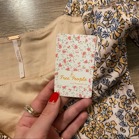 NEW Free People Ivory Floral Long Sleeve Mini Dress - Picture 7 of 10